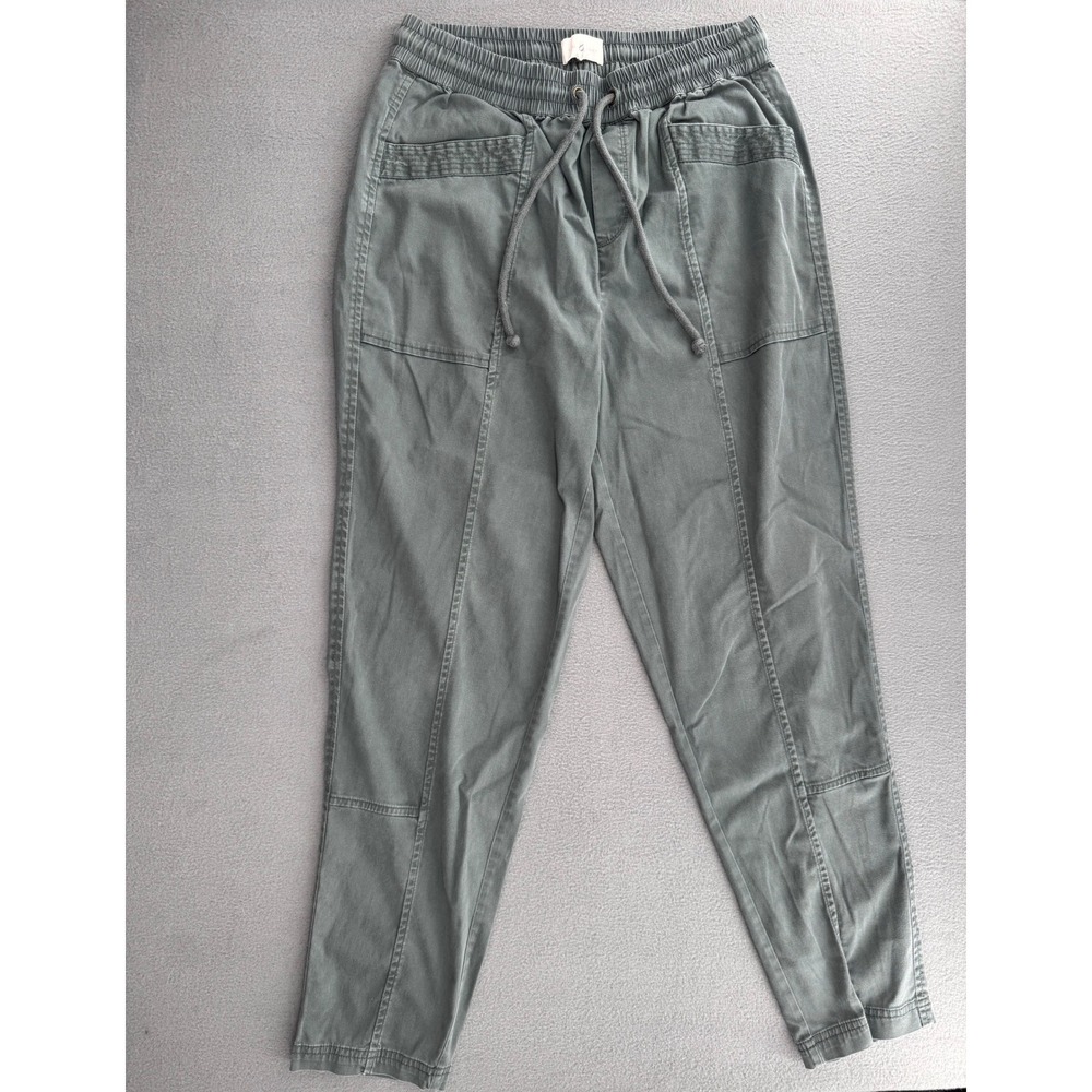 Lou & Grey Utility Jogger Pants S Green Elastic Waist Cropped Gorpcore Earthy